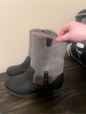 UGG Women's Faux-Shearling Mid-Calf Winter Boots in Gray and Black